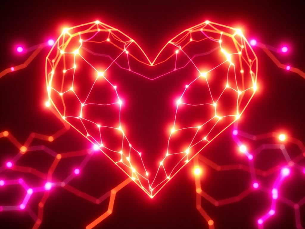 Soft glowing neon heart, a metaphor for warm digital connection